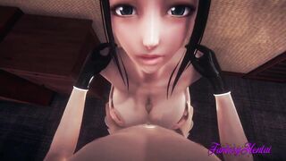 1 Piece Cartoon 3D - Nico Robin Hand Job, boobjob and