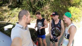 Russian Whore Served four Strangers Cocks on the Beach