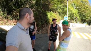 Russian Whore Served four Strangers Cocks on the Beach