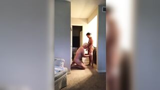 mom Pegs Tied slave with Strap-on Talking Kinky