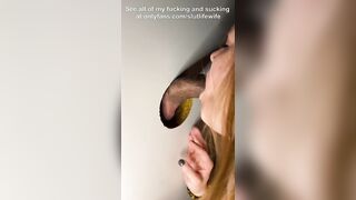 Gloryhole Cum Bimbo Blows a bbcs and Works Rough for her Cum