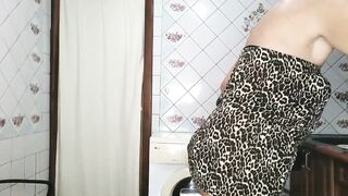hot striptease inside the kitchen