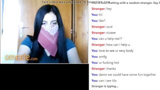 Dark Haired Omegle 18 yo Yo Flashes her Fantastic Hooters