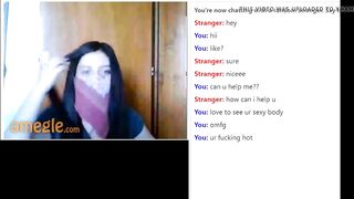 Dark Haired Omegle 18 yo Yo Flashes her Fantastic Hooters