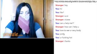 Dark Haired Omegle 18 yo Yo Flashes her Fantastic Hooters
