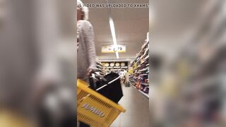 This twat with mouth loves to show her body inside the supermarket