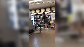 This twat with mouth loves to show her body inside the supermarket