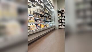 This twat with mouth loves to show her body inside the supermarket