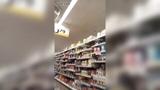 This twat with mouth loves to show her body inside the supermarket
