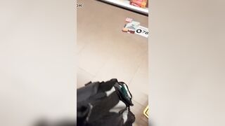 This twat with mouth loves to show her body inside the supermarket