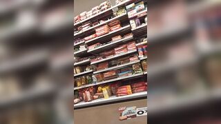 This twat with mouth loves to show her body inside the supermarket