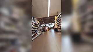 This twat with mouth loves to show her body inside the supermarket