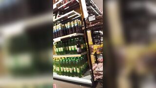 This twat with mouth loves to show her body inside the supermarket