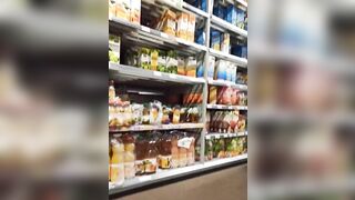 This twat with mouth loves to show her body inside the supermarket