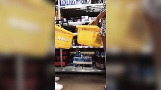 This twat with mouth loves to show her body inside the supermarket