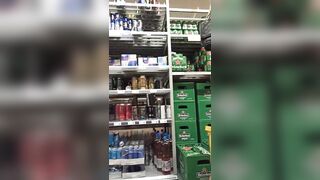 This twat with mouth loves to show her body inside the supermarket