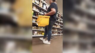 This twat with mouth loves to show her body inside the supermarket