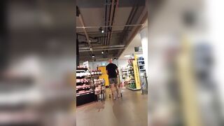 This twat with mouth loves to show her body inside the supermarket