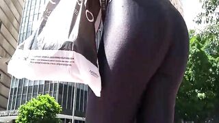 Candid 18 year old in Skintight Shiny Leggings