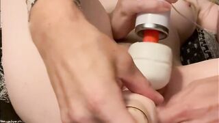 Masked Amateur Ex-Wife Fuck by 8 Inch Vibrator and Double Penetration Head