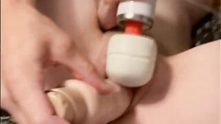 Masked Amateur Ex-Wife Fuck by 8 Inch Vibrator and Double Penetration Head