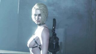 Naked Blonde Jill Valentine Ebony Leather FETISH with Tiny Hooters Resident Evil: Jiggle Physics One Of A Kind