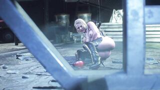 Naked Blonde Jill Valentine Ebony Leather FETISH with Tiny Hooters Resident Evil: Jiggle Physics One Of A Kind