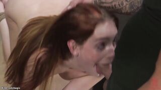 Slender red haired sub bushy snatch banged!