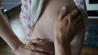 Fucking and Cum on Pregnant Belly and Small Twat into three Months of Pregnancy = D