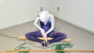 Spider-Gwen's Bdsm Escape Practice #2: Triangle Bound while getting Teased