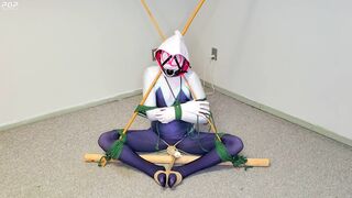 Spider-Gwen's Bdsm Escape Practice #2: Triangle Bound while getting Teased