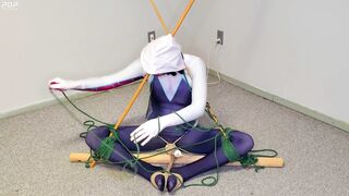 Spider-Gwen's Bdsm Escape Practice #2: Triangle Bound while getting Teased