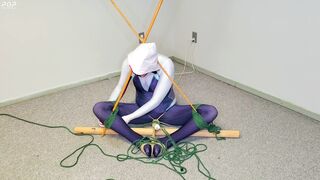 Spider-Gwen's Bdsm Escape Practice #2: Triangle Bound while getting Teased