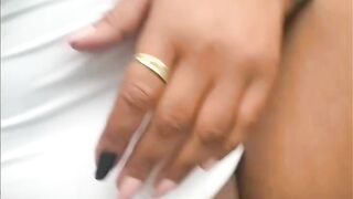 JusAgirl - Exhibitionist - African Bimbo Shows off Enormous Soak Snatch after Pissing