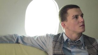 Russian Bitch Gave herself to two Cocky Stewarts on the Plane
