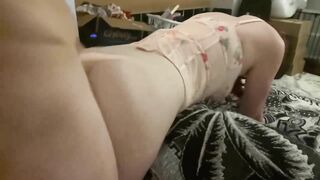Red Headed Ex-Wife with Mask Bent over Couch and Plowed