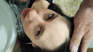 Blowing my Hubby's Penis and Drinking his Piss over the Restroom