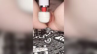 Blindfolded Ex-Wife Seduced to Masturbation with Magic Wand while on Couch