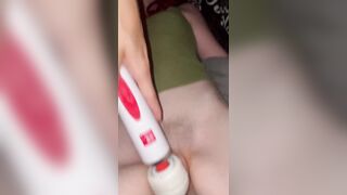 Blindfolded Ex-Wife Seduced to Masturbation with Magic Wand while on Couch