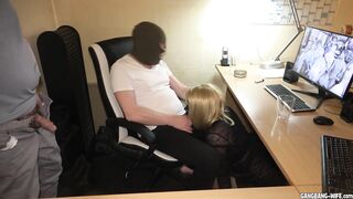 Slutwife Swallows Multiple Loads at the Office