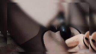 Fucking myself with a Double Toy into the Booty and Pee at the same Time, have Fantastic Orgasms