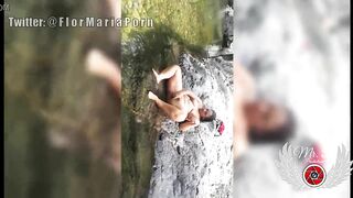 Masturbation outside into the outdoors river, my brother records me,