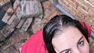 getting my dick blown after giving piss facial into back