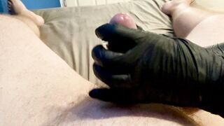 Czech mom Fiance use Intense Dildo to Tease Husband until Long Orgasm inside Doctor Gloves