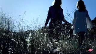Lesbo Blondes Blake Eden and Scarlet Red Cumming together into the Woods!
