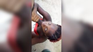 Strolling on the Beach African Thot Worried about getting Caught Gave Sloppy Blowjob