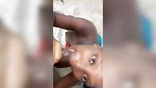 Strolling on the Beach African Thot Worried about getting Caught Gave Sloppy Blowjob