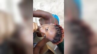 Strolling on the Beach African Thot Worried about getting Caught Gave Sloppy Blowjob