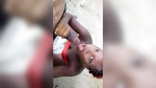 Strolling on the Beach African Thot Worried about getting Caught Gave Sloppy Blowjob