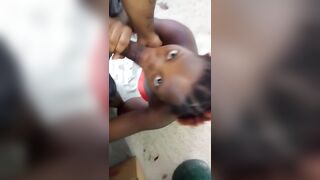 Strolling on the Beach African Thot Worried about getting Caught Gave Sloppy Blowjob